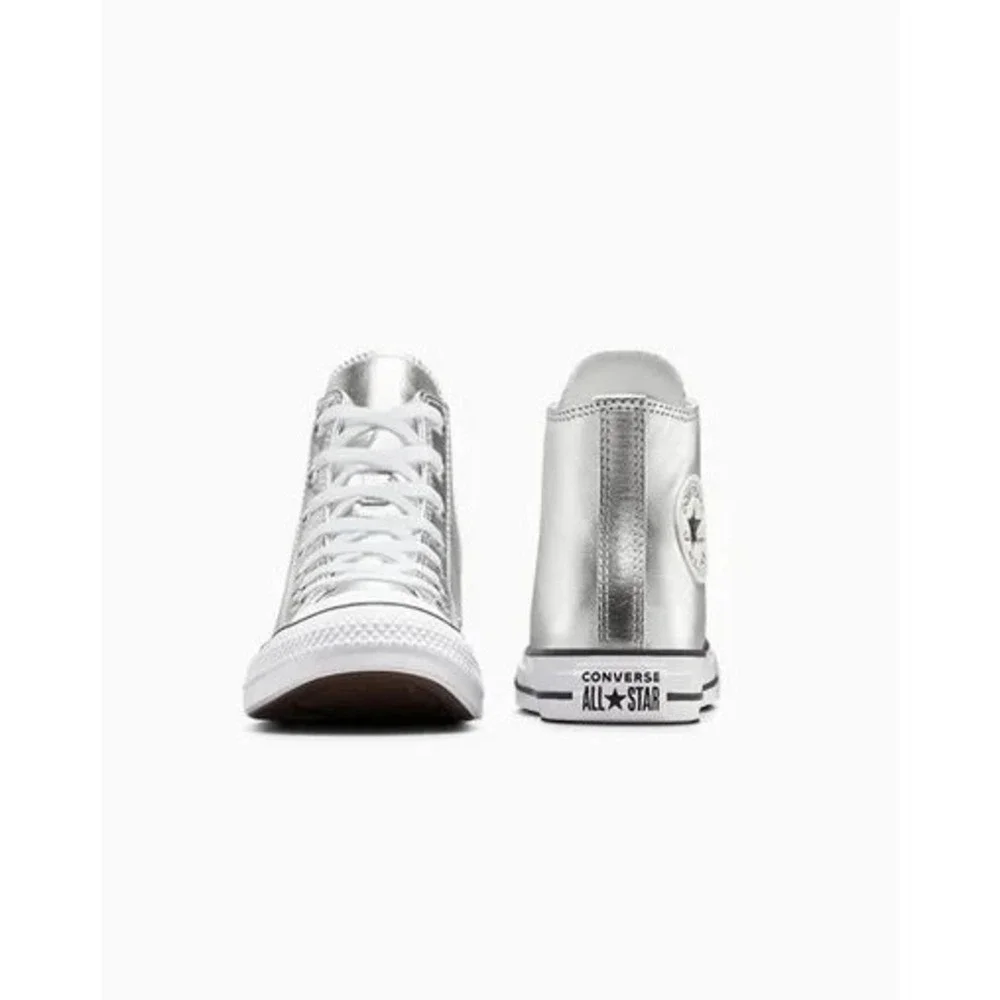 NEW W8 Unisex CONVERSE Chuck Taylor ALL STAR HI Metallic Canvas Silver (A14875C)